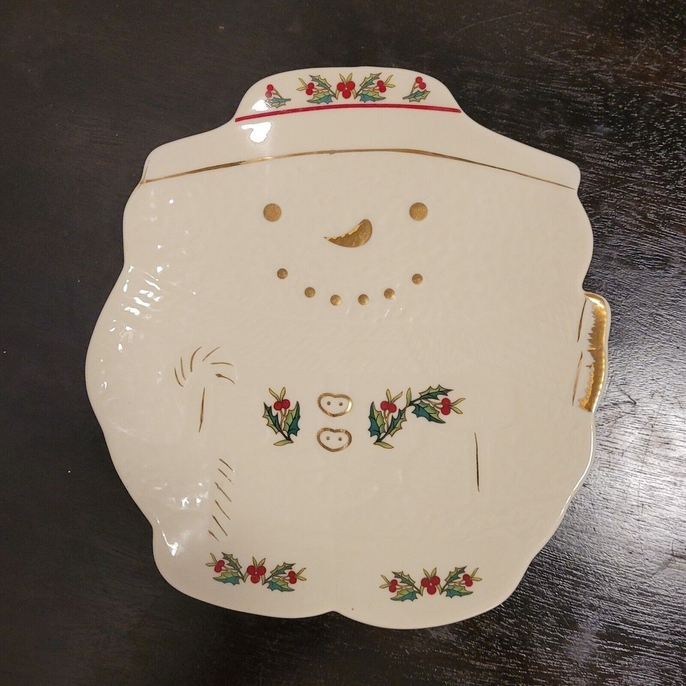Formalities by Baum Bros Decorative Snowman Plate w/ Gold Trim 6.75" x 7.25"